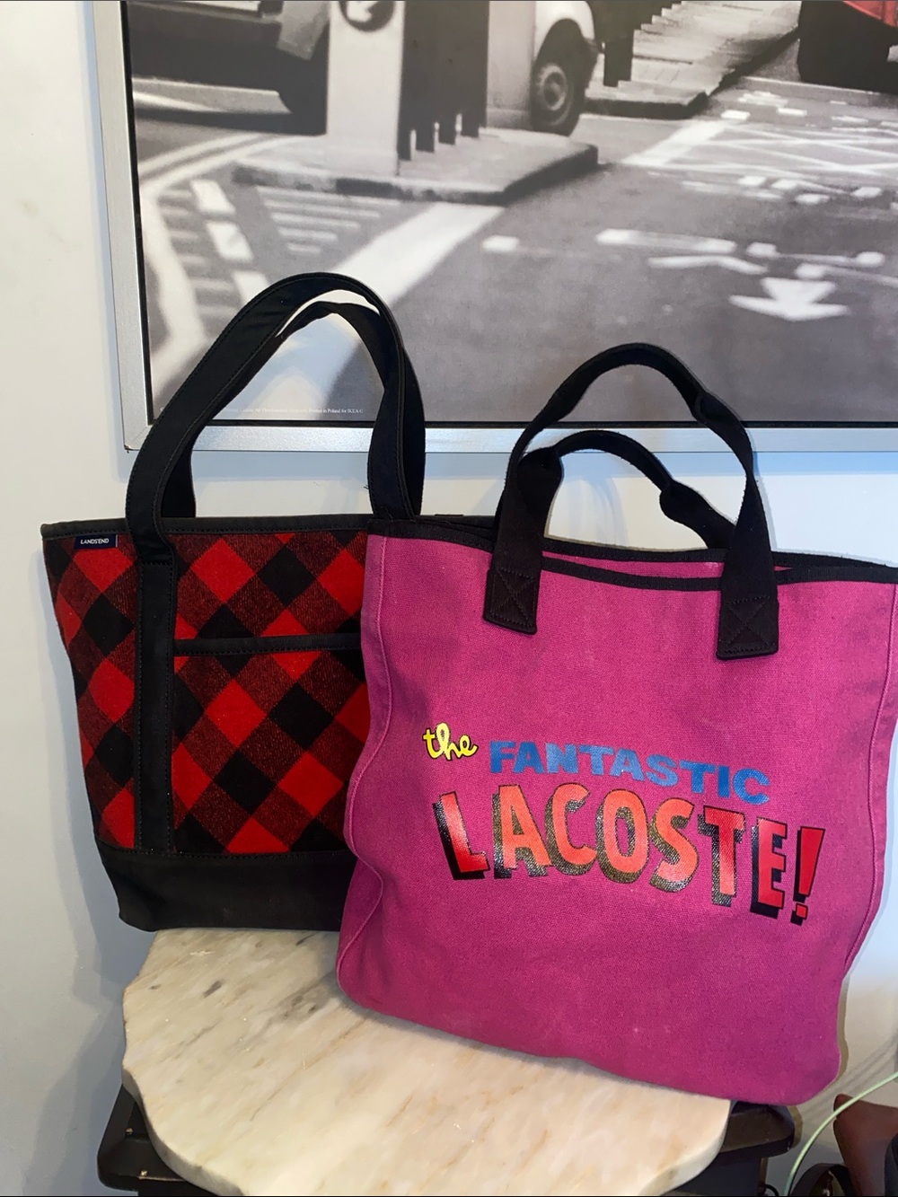 Lands End & Lacoste Canvas Tote bags lot